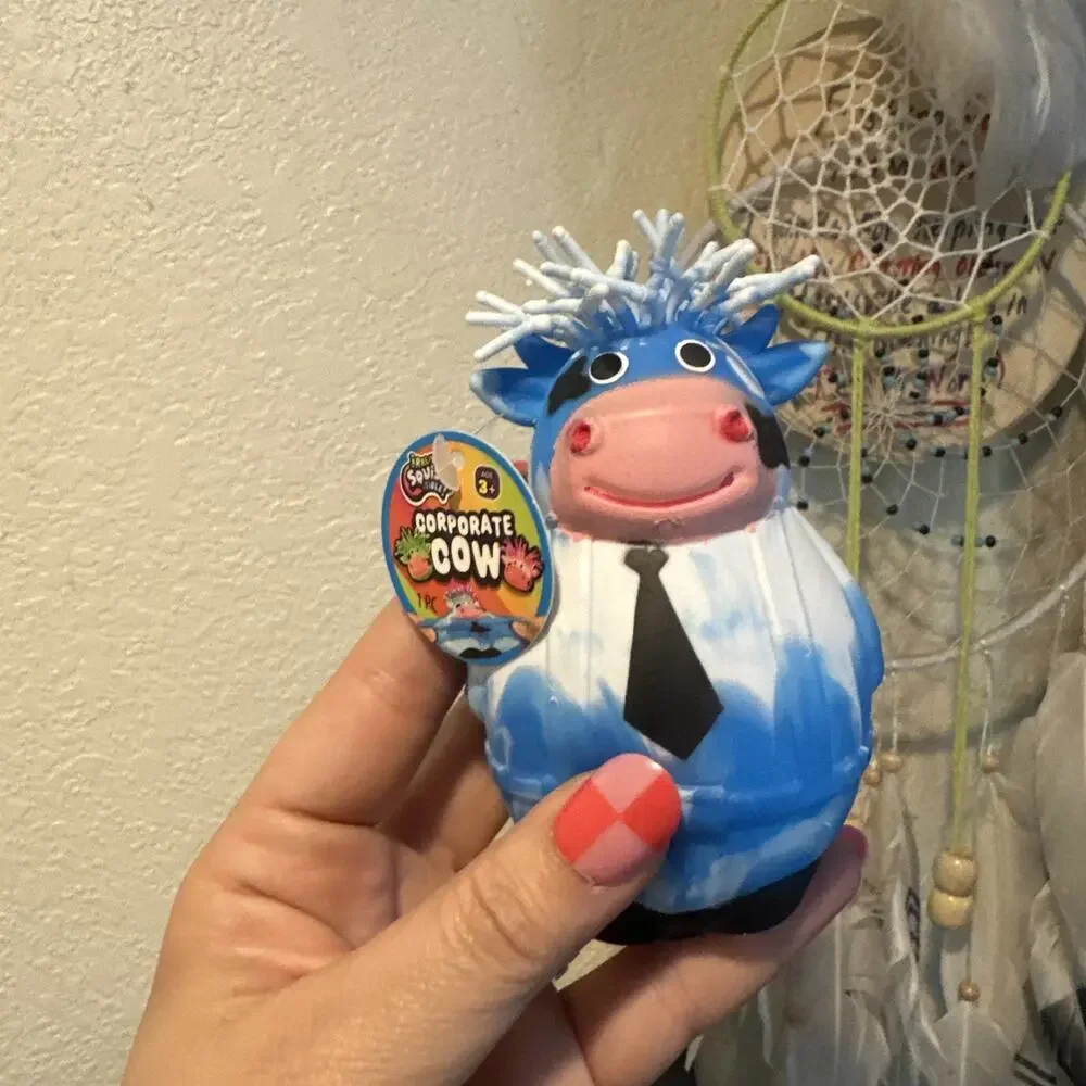 Irre-Squish-Ible Corporate Cow Viral Squishy Toy in Blue NEW w/Tag